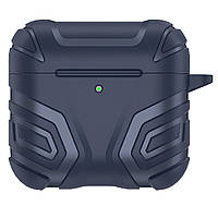 Протиударний TPU чохол для навушників Apple Airpods 4 | чохол + карабін | роздільний | синій
