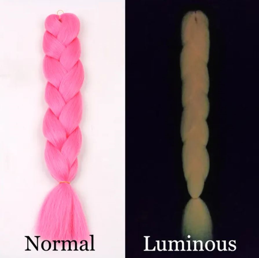 Канекалон що світиться у темряві люмінесцентне волосся флуоресцентне кольорові коси неонові для плетіння кісок YG7