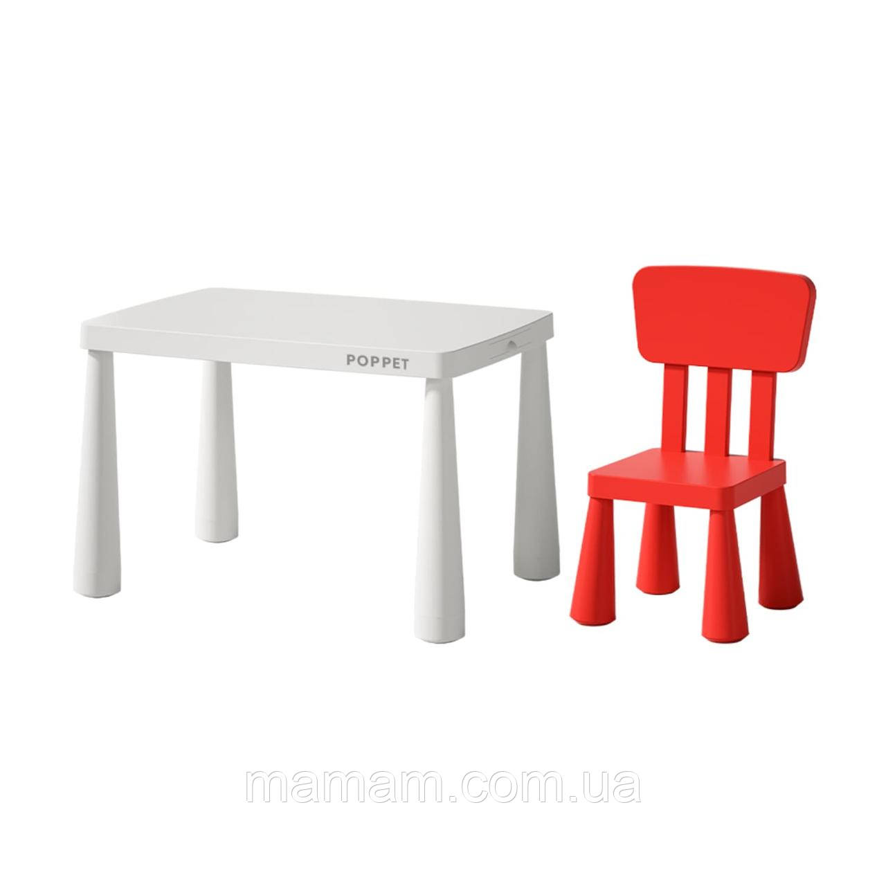 Дитячий столик та стілець Poppet Маммут White Red, фото 1