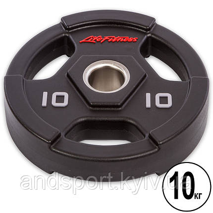 Диски для штанги поліуретанові LIFE FITNESS SC-80154-10 51мм 10кг чорний Код SC-80154-10, фото 1