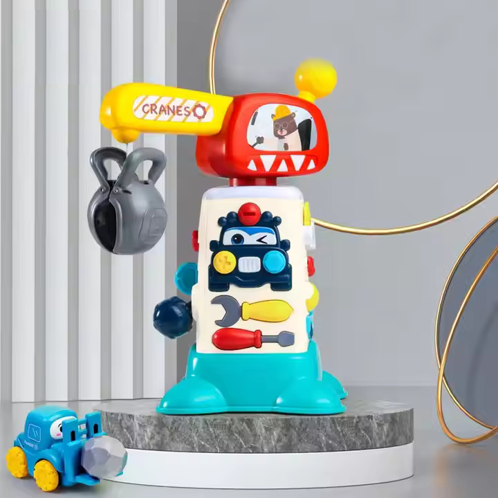 Іграшковий набір Підіймальний кран Розвивальний центр Автомеханік машинка англійська озвучка звуки тварин музика, фото 1