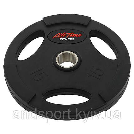 Диски для штанги обгумовані LIFE FITNESS SC-80154B-15 51мм 15кг чорний Код SC-80154B-15, фото 1