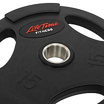 Диски для штанги обгумовані LIFE FITNESS SC-80154B-15 51мм 15кг чорний Код SC-80154B-15, фото 3