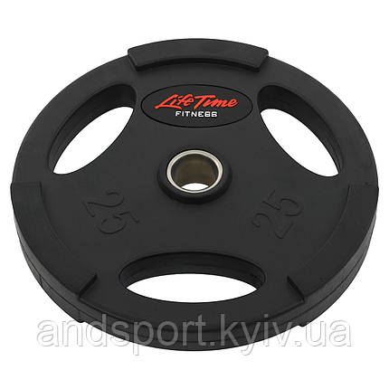 Диски для штанги обгумовані LIFE FITNESS SC-80154B-25 51мм 25кг чорний Код SC-80154B-25, фото 1