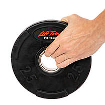 Диски для штанги обгумовані LIFE FITNESS SC-80154B-2_5 51мм 2,5кг чорний Код SC-80154B-2_5, фото 4