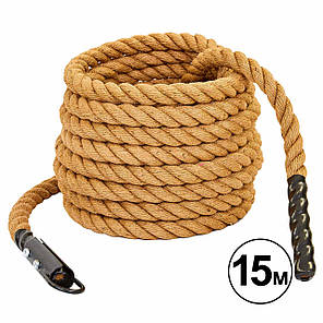 Канат спортивний для лазіння з кріпленням SP-Sport FI-6989-15 15м коричневий Код FI-6989-15, фото 1
