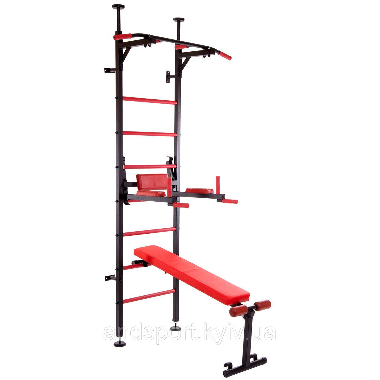 Шведська стінка-стійка з підставкою під штангу Торнадо SP-Planeta L-6782 сталь чорний Код L-6782