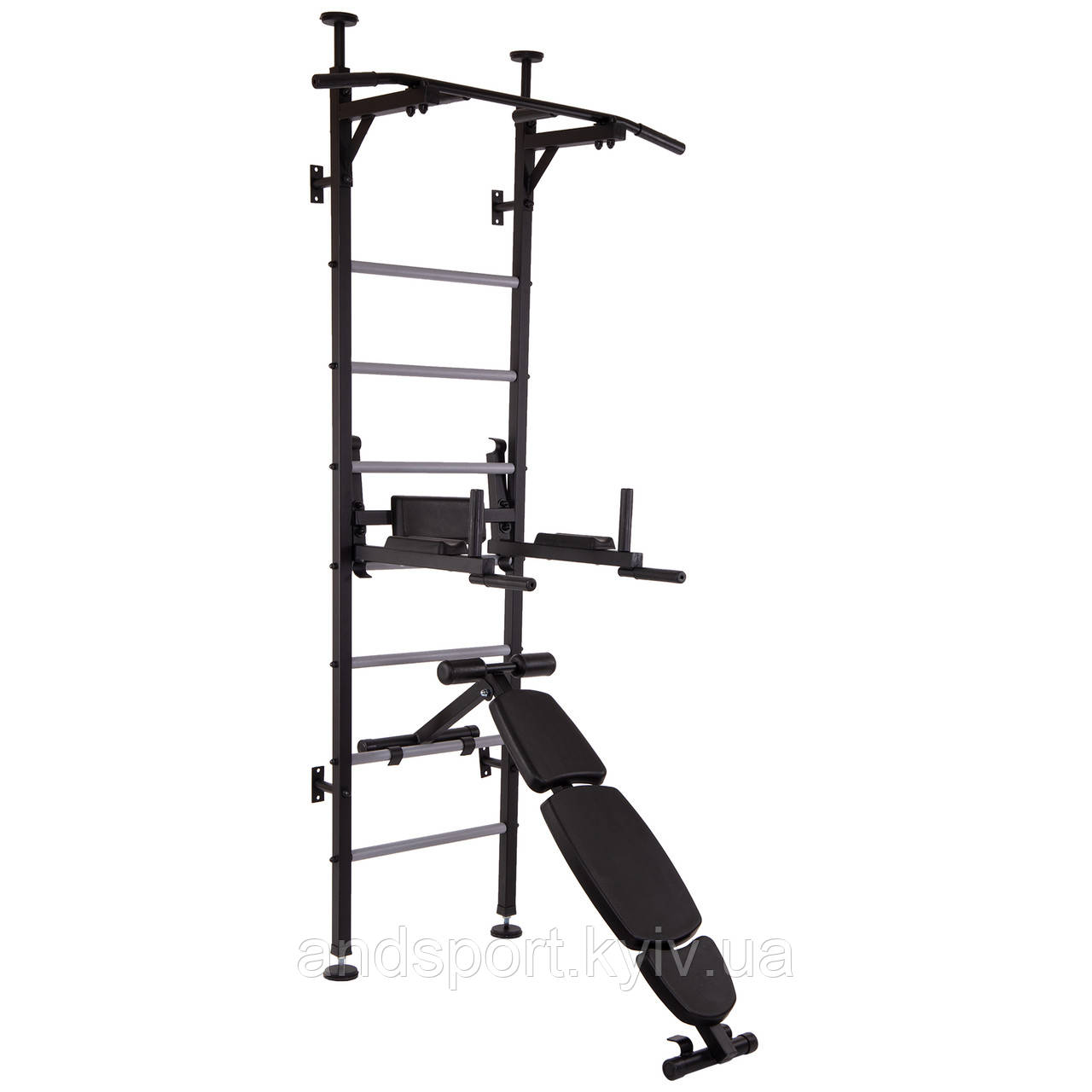 Шведська стінка-стійка з підставкою під штангу Торнадо pro NEW SP-Planeta L-1459 сталь чорний Код L-1459