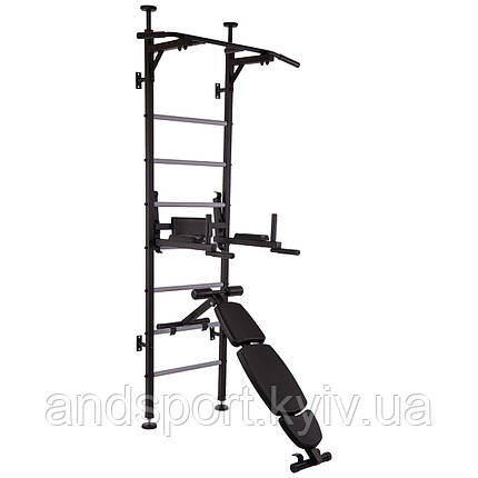 Шведська стінка-стійка з підставкою під штангу Торнадо pro NEW SP-Planeta L-1459 сталь чорний Код L-1459, фото 1