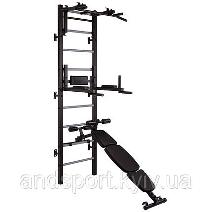 Шведська стінка-стійка з турніком, брусами, лавою для преса і спини SP-Planeta Атлант PRO L-1440 сталь кольори, фото 1