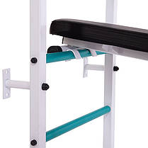 Шведська стінка-стійка з турніком, брусами, лавою для преса і спини SP-Planeta Лідер L-6783 сталь білий Код, фото 2
