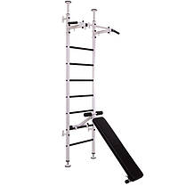 Шведська стінка-стійка з турніком, брусами, лавою для преса і спини SP-Planeta Чемпіон L-4007 сталь білий Код, фото 2