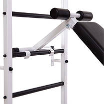 Шведська стінка-стійка з турніком, брусами, лавою для преса і спини SP-Planeta Чемпіон L-4007 сталь білий Код, фото 3