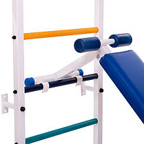 Шведська стінка-стійка з турніком, брусами, лавою для преса і спини SP-Planeta Юнга L-5751 сталь білий Код, фото 2