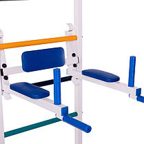 Шведська стінка-стійка з турніком, брусами, лавою для преса і спини SP-Planeta Юнга L-5751 сталь білий Код, фото 3