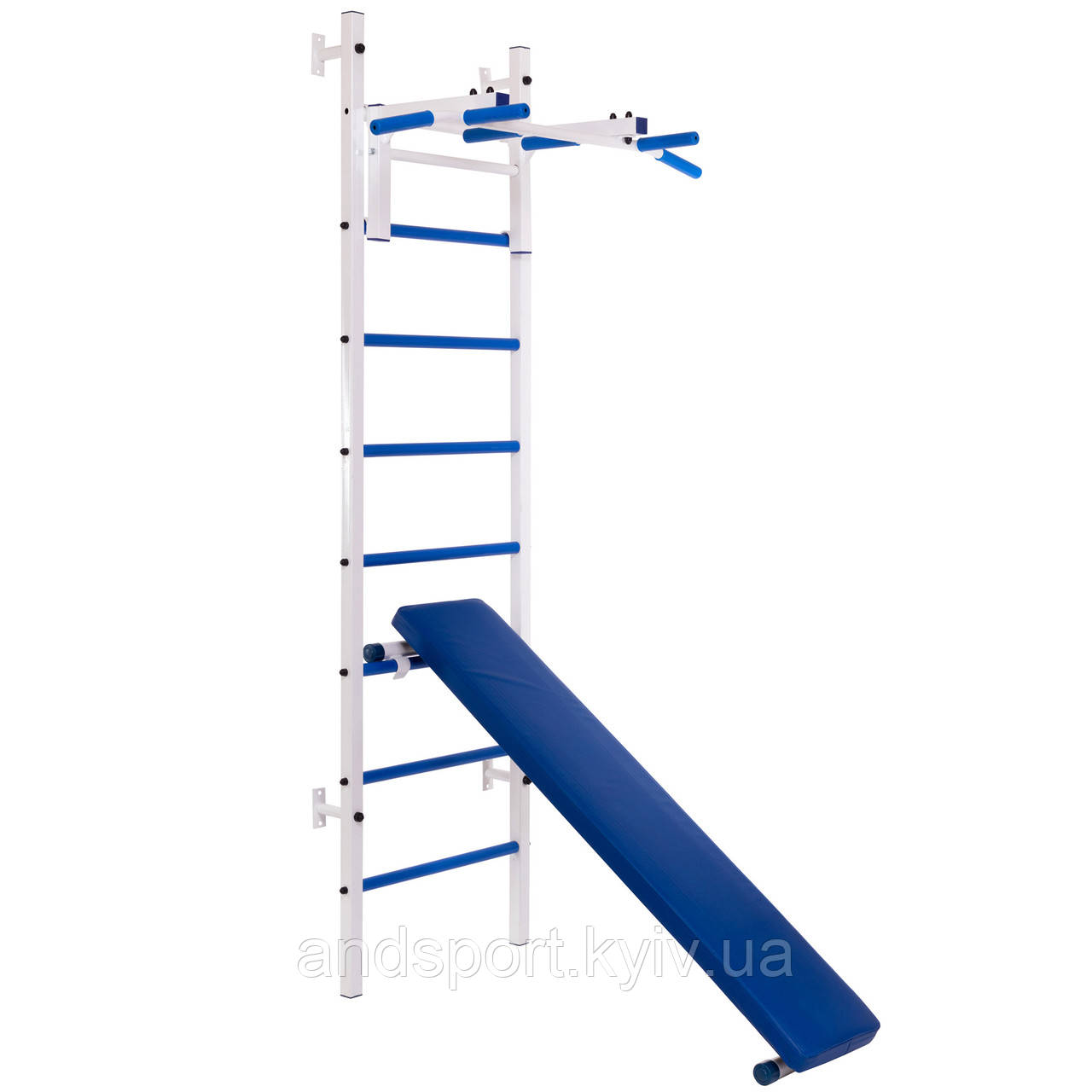 Шведська стінка-стійка з турніком, лавою для преса і спини SP-Planeta Тонус 2 L-6787 сталь білий Код L-6787