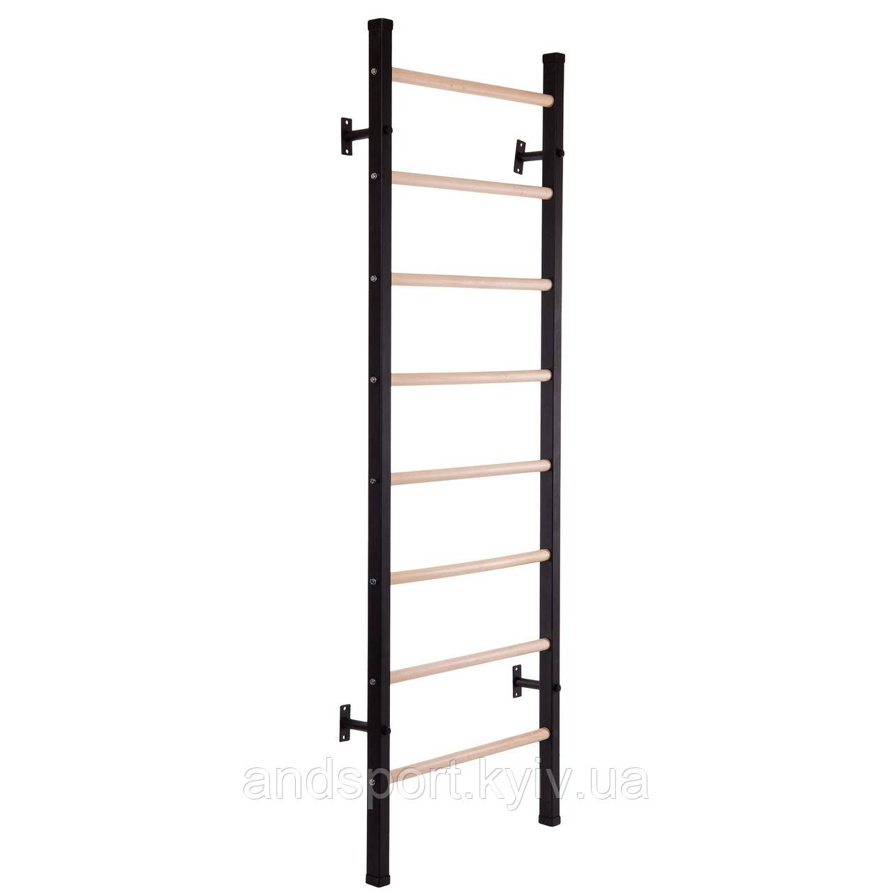 Шведська стінка-стійка SP-Planeta Fitness Wood L-6789 сталь дерево чорний-коричневий Код L-6789