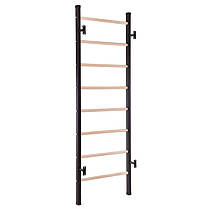 Шведська стінка-стійка SP-Planeta Fitness Wood L-6789 сталь дерево чорний-коричневий Код L-6789, фото 3