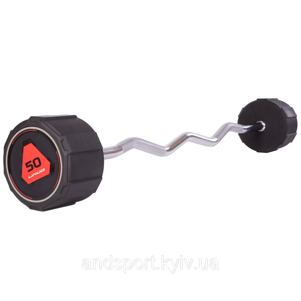 Штанга фіксована вигнута поліуретанова LI NUO TA-3623-50 довжина-122см 50кг Код TA-3623-50