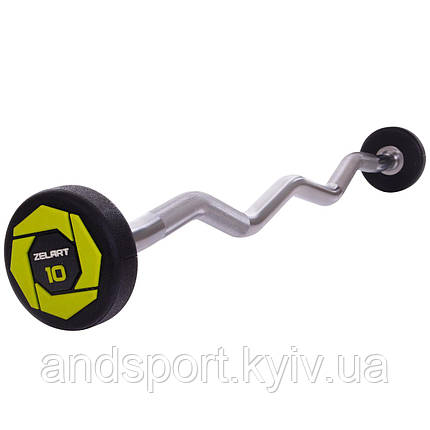 Штанга фіксована вигнута поліуретанова Zelart Urethane Barbell TA-2690-10 довжина-102см 10кг Код TA-2690-10, фото 1