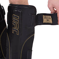 Захист гомілки та стопи Муай Тай, ММА, Кікбоксинг шкіряний UFC PRO Prem Stand Up UHK-75052 S-M чорний Код UHK-75052, фото 3
