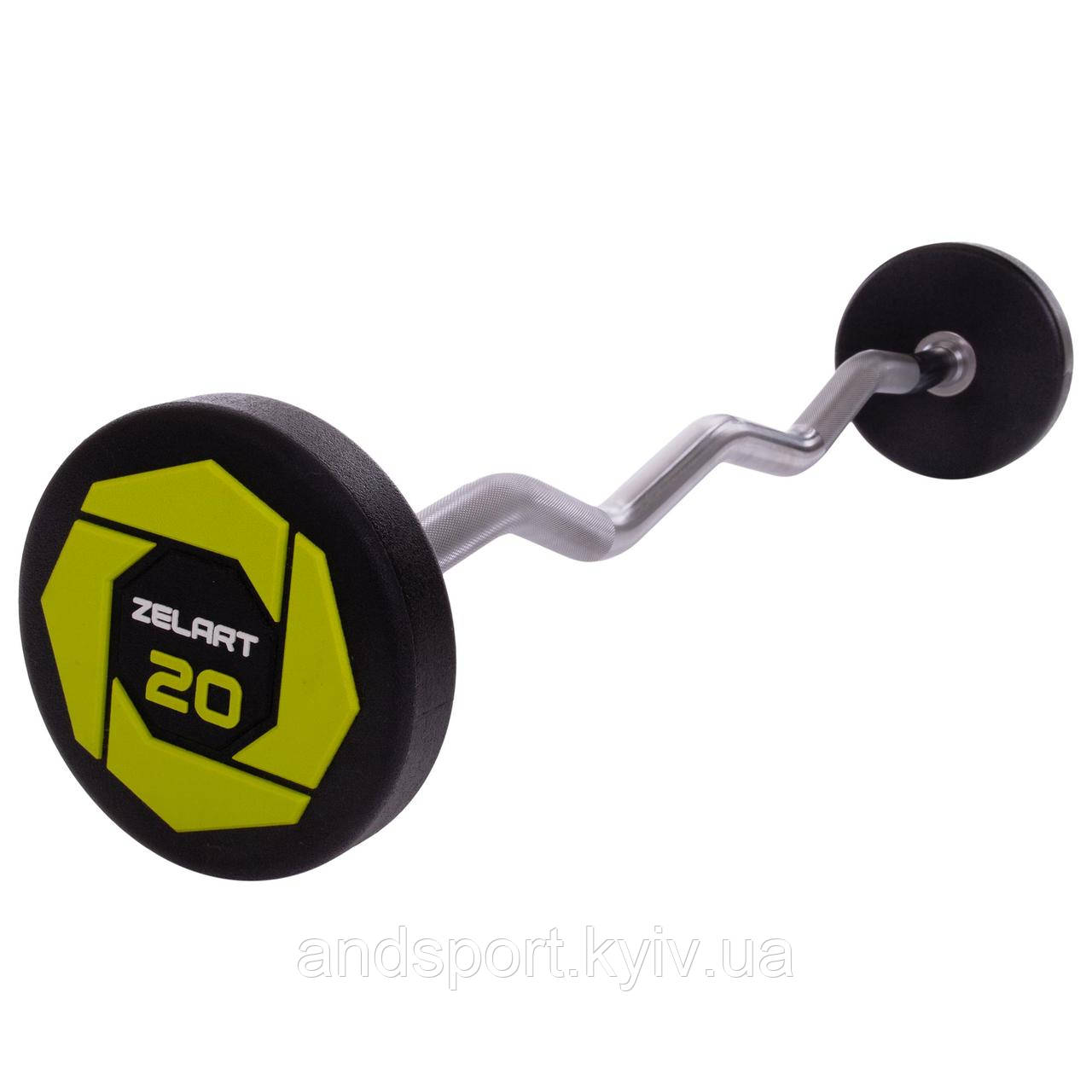 Штанга фіксована вигнута поліуретанова Zelart Urethane Barbell TA-2690-20 довжина-104см 20кг Код TA-2690-20
