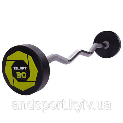 Штанга фіксована вигнута поліуретанова Zelart Urethane Barbell TA-2690-30 довжина-107см 30кг Код TA-2690-30, фото 1