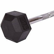 Штанга фіксована вигнута прогумована Rubber Hexagon Barbell Zelart TA-6231-15 довжина-95см 15кг Код TA-6231-15, фото 2