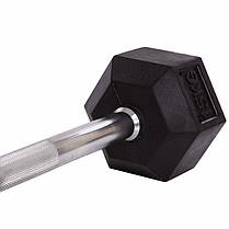 Штанга фіксована вигнута прогумована Rubber Hexagon Barbell Zelart TA-6231-15 довжина-95см 15кг Код TA-6231-15, фото 3