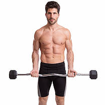 Штанга фіксована вигнута прогумована Rubber Hexagon Barbell Zelart TA-6231-15 довжина-95см 15кг Код TA-6231-15, фото 5