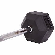 Штанга фіксована вигнута прогумована Rubber Hexagon Barbell Zelart TA-6231-25 довжина-95см 25кг Код TA-6231-25, фото 3