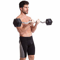 Штанга фіксована вигнута прогумована Rubber Hexagon Barbell Zelart TA-6231-25 довжина-95см 25кг Код TA-6231-25, фото 4