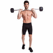 Штанга фіксована вигнута прогумована Rubber Hexagon Barbell Zelart TA-6231-25 довжина-95см 25кг Код TA-6231-25, фото 5