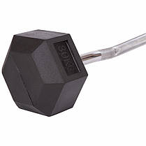 Штанга фіксована вигнута прогумована Rubber Hexagon Barbell Zelart TA-6231-30 довжина-95см 30кг Код TA-6231-30, фото 2