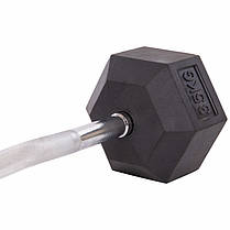 Штанга фіксована вигнута прогумована Rubber Hexagon Barbell Zelart TA-6231-35 довжина-95см 35кг Код TA-6231-35, фото 3