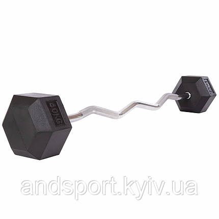 Штанга фіксована вигнута прогумована Rubber Hexagon Barbell Zelart TA-6231-40 довжина-95см 40кг Код TA-6231-40, фото 1