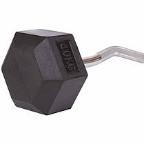 Штанга фіксована вигнута прогумована Rubber Hexagon Barbell Zelart TA-6231-40 довжина-95см 40кг Код TA-6231-40, фото 2
