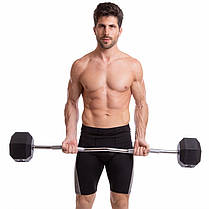 Штанга фіксована вигнута прогумована Rubber Hexagon Barbell Zelart TA-6231-40 довжина-95см 40кг Код TA-6231-40, фото 4