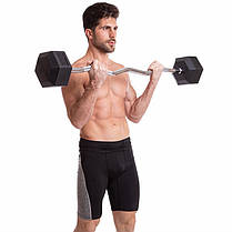 Штанга фіксована вигнута прогумована Rubber Hexagon Barbell Zelart TA-6231-40 довжина-95см 40кг Код TA-6231-40, фото 5