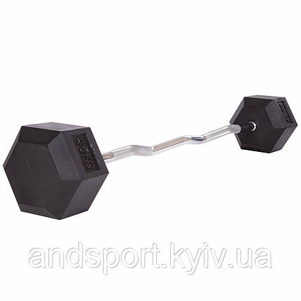 Штанга фіксована вигнута прогумована Rubber Hexagon Barbell Zelart TA-6231-45 довжина-95см 45кг Код TA-6231-45, фото 1