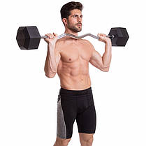 Штанга фіксована вигнута прогумована Rubber Hexagon Barbell Zelart TA-6231-45 довжина-95см 45кг Код TA-6231-45, фото 5