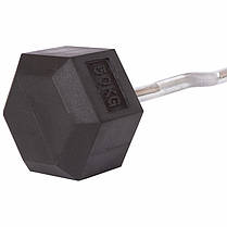 Штанга фіксована вигнута прогумована Rubber Hexagon Barbell Zelart TA-6231-50 довжина-95см 50кг Код TA-6231-50, фото 2