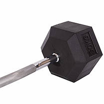 Штанга фіксована вигнута прогумована Rubber Hexagon Barbell Zelart TA-6231-50 довжина-95см 50кг Код TA-6231-50, фото 3