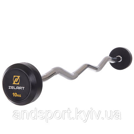 Штанга фіксована вигнута прогумована Zelart Rubber Coated Barbell TA-2687-10 довжина-95см 10кг Код TA-2687-10, фото 1