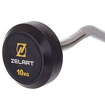 Штанга фіксована вигнута прогумована Zelart Rubber Coated Barbell TA-2687-10 довжина-95см 10кг Код TA-2687-10, фото 2