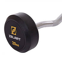 Штанга фіксована вигнута прогумована Zelart Rubber Coated Barbell TA-2687-20 довжина-95см 20кг Код TA-2687-20, фото 2