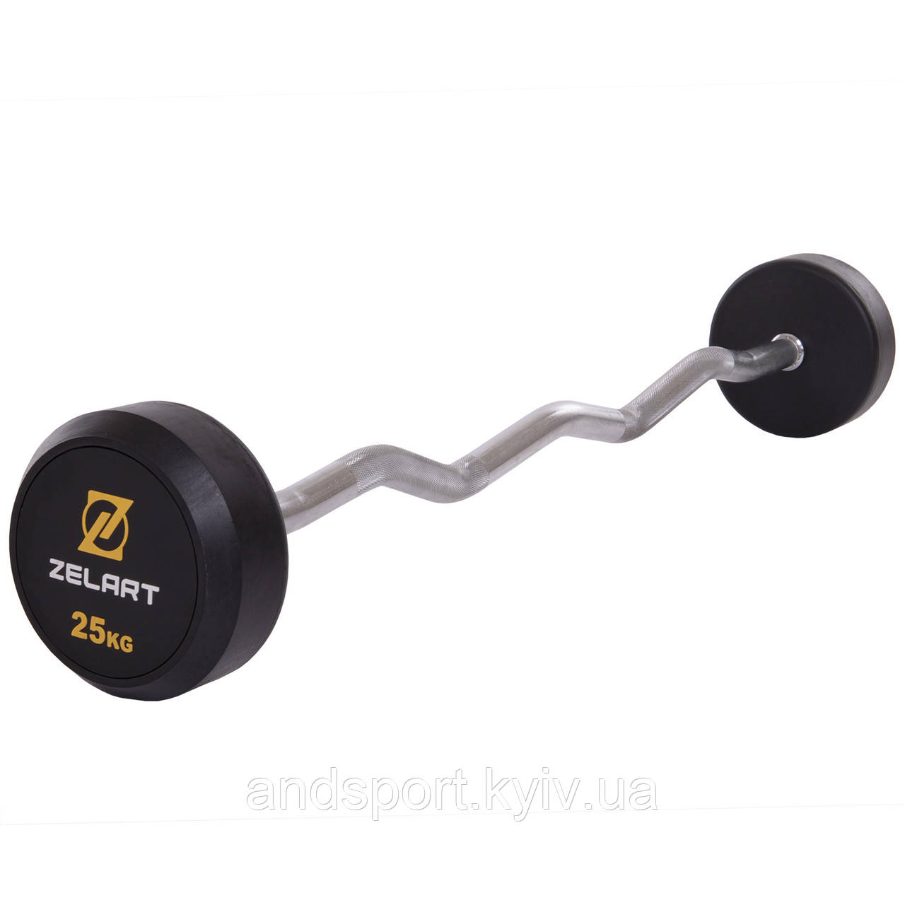 Штанга фіксована вигнута прогумована Zelart Rubber Coated Barbell TA-2687-25 довжина-95см 25кг Код TA-2687-25