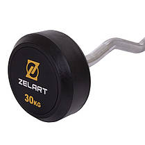 Штанга фіксована вигнута прогумована Zelart Rubber Coated Barbell TA-2687-30 довжина-95см 30кг Код TA-2687-30, фото 2