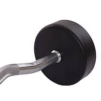 Штанга фіксована вигнута прогумована Zelart Rubber Coated Barbell TA-2687-30 довжина-95см 30кг Код TA-2687-30, фото 3