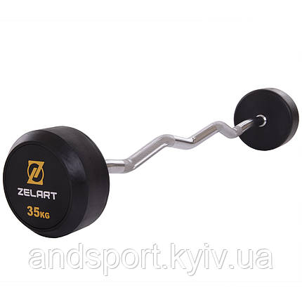 Штанга фіксована вигнута прогумована Zelart Rubber Coated Barbell TA-2687-35 довжина-95см 35кг Код TA-2687-35, фото 1